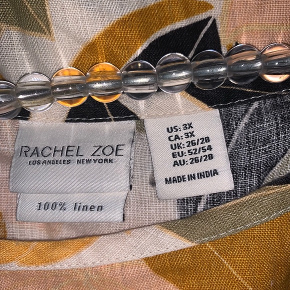 Rachel Zoe 100% Linen Blouse Mustard Yellow Gold Black
Peach Print Plus Size 3X - Picture 3 of 4